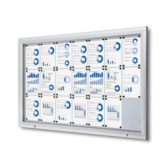 Showdown® Displays Schaukasten Outdoor Außenbereich 168,5 x 106,7 x 4,7 cm (B x H x T) 21 x DIN A4 mit Schloss Aluminium silber