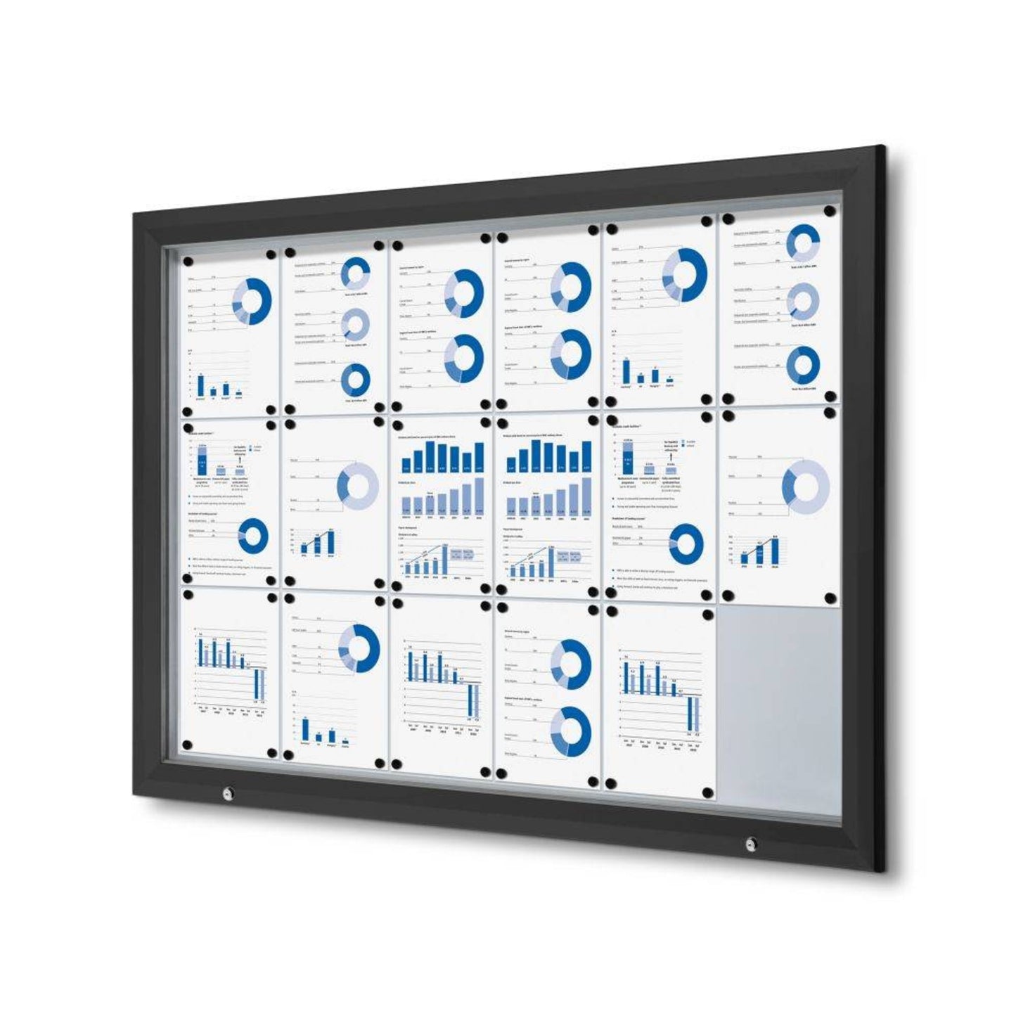 Showdown® Displays Schaukasten Outdoor Außenbereich 146,5 x 106,7 x 4,7 cm (B x H x T) 18 x DIN A4 mit Schloss Aluminium schwarz