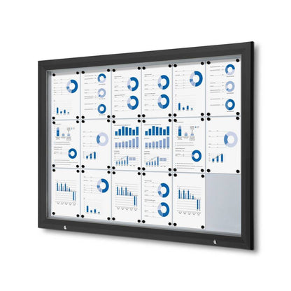 Showdown® Displays Schaukasten Outdoor Außenbereich 146,5 x 106,7 x 4,7 cm (B x H x T) 18 x DIN A4 mit Schloss Aluminium schwarz