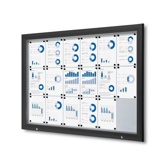 Showdown® Displays Schaukasten Outdoor Außenbereich 146,5 x 106,7 x 4,7 cm (B x H x T) 18 x DIN A4 mit Schloss Aluminium schwarz