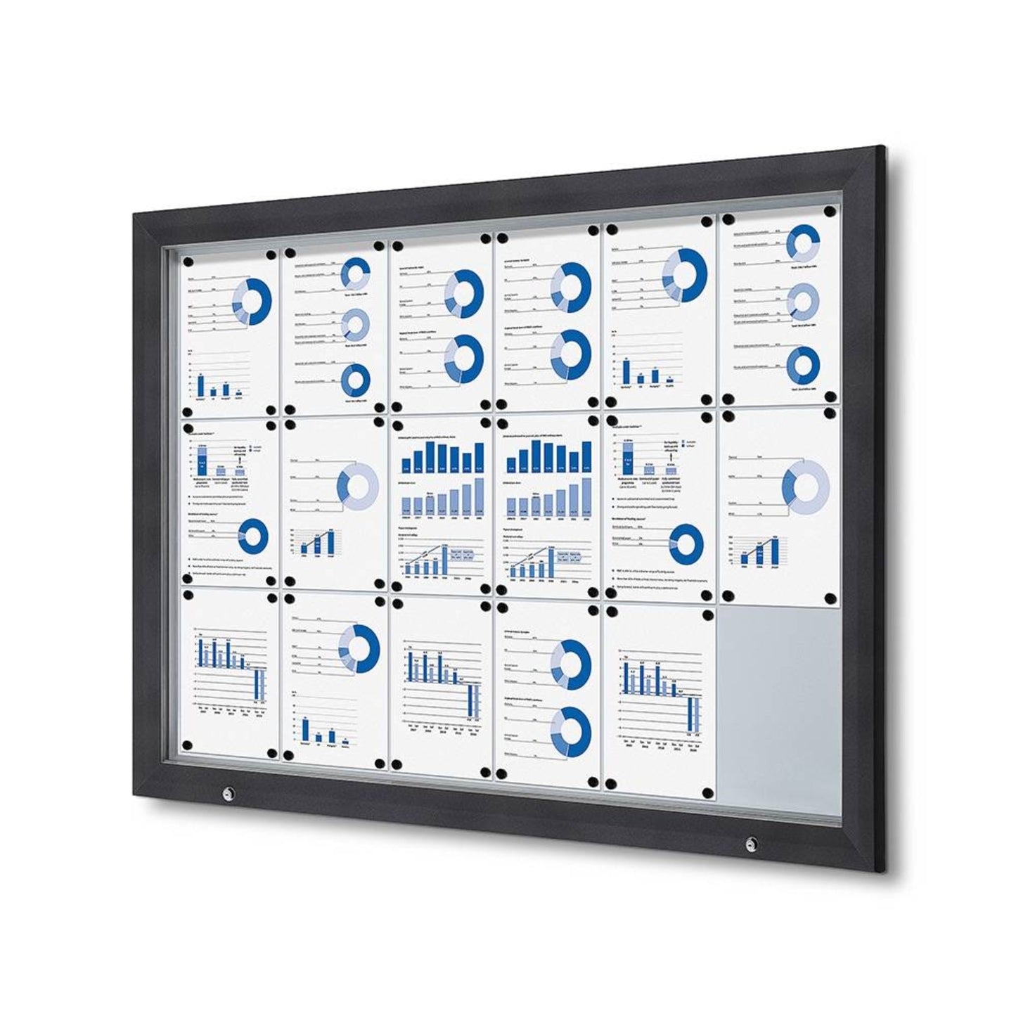 Showdown® Displays Schaukasten Outdoor Außenbereich 146,5 x 106,7 x 4,7 cm (B x H x T) 18 x DIN A4 mit Schloss Aluminium anthrazit