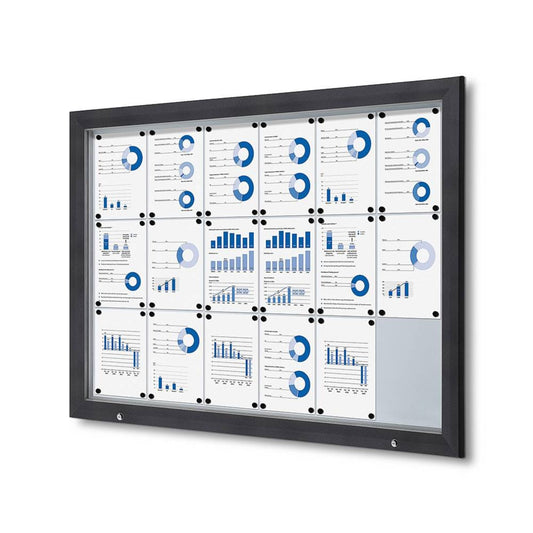 Showdown® Displays Schaukasten Outdoor Außenbereich 146,5 x 106,7 x 4,7 cm (B x H x T) 18 x DIN A4 mit Schloss Aluminium anthrazit