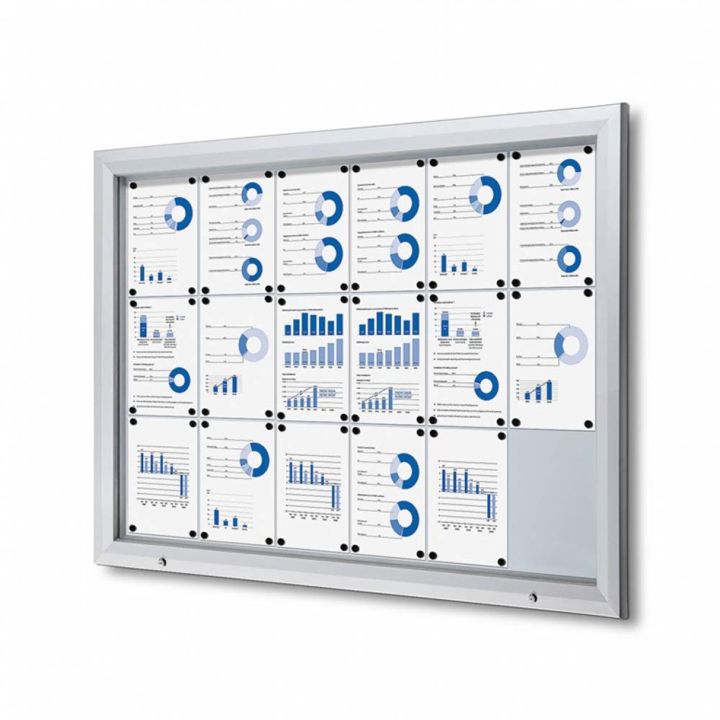 Showdown® Displays Schaukasten Outdoor Außenbereich 146,5 x 106,7 x 4,7 cm (B x H x T) 18 x DIN A4 mit Schloss Aluminium silber