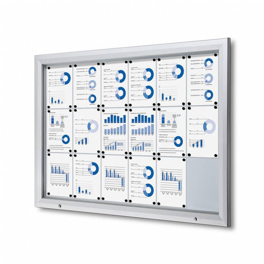Showdown® Displays Schaukasten Outdoor Außenbereich 146,5 x 106,7 x 4,7 cm (B x H x T) 18 x DIN A4 mit Schloss Aluminium silber