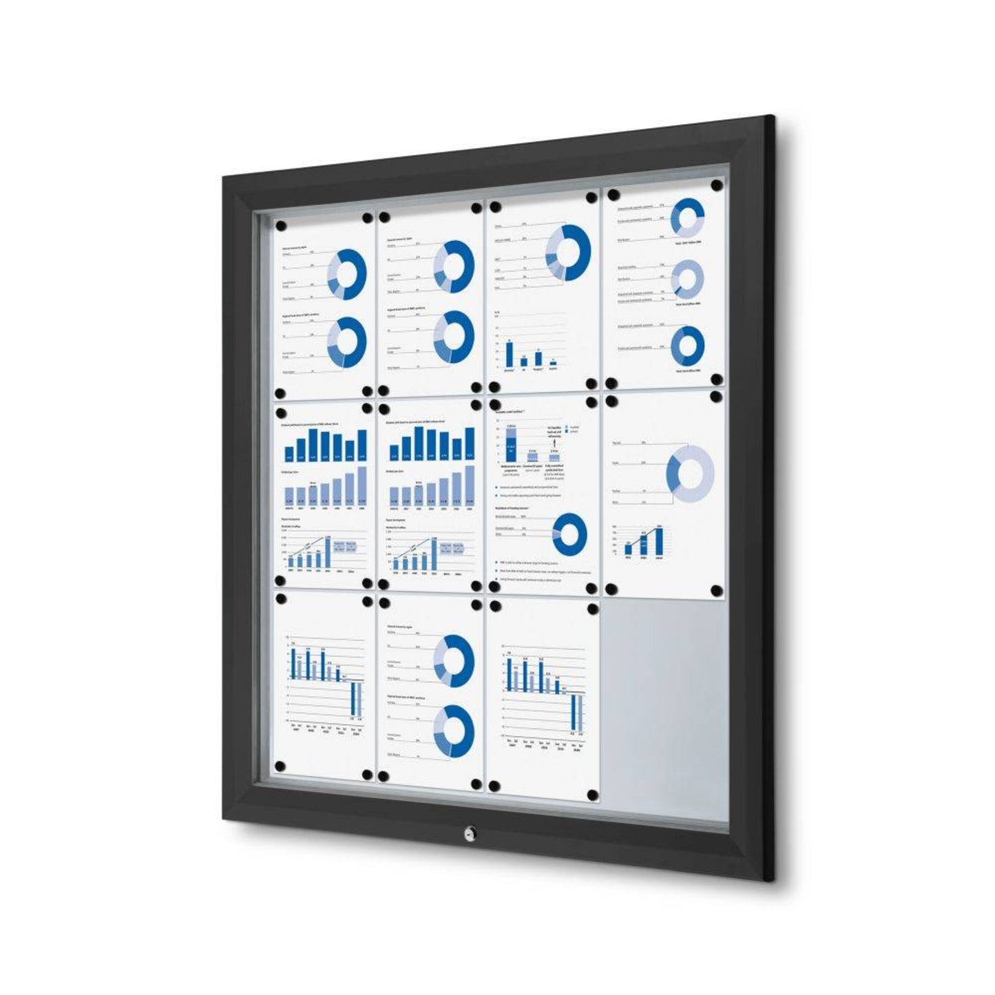 Showdown® Displays Schaukasten Outdoor Außenbereich 102,5 x 106,7 x 4,7 cm (B x H x T) 12 x DIN A4 mit Schloss Aluminium schwarz