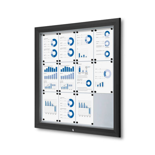 Showdown® Displays Schaukasten Outdoor Außenbereich 102,5 x 106,7 x 4,7 cm (B x H x T) 12 x DIN A4 mit Schloss Aluminium schwarz