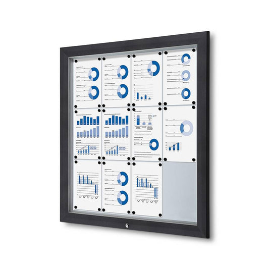 Showdown® Displays Schaukasten Outdoor Außenbereich 102,5 x 106,7 x 4,7 cm (B x H x T) 12 x DIN A4 mit Schloss Aluminium anthrazit