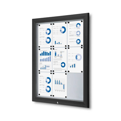Showdown® Displays Schaukasten Outdoor Außenbereich 80,5 x 106,7 x 4,7 cm (B x H x T) 9 x DIN A4 mit Schloss Aluminium schwarz