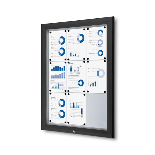 Showdown® Displays Schaukasten Outdoor Außenbereich 80,5 x 106,7 x 4,7 cm (B x H x T) 9 x DIN A4 mit Schloss Aluminium schwarz