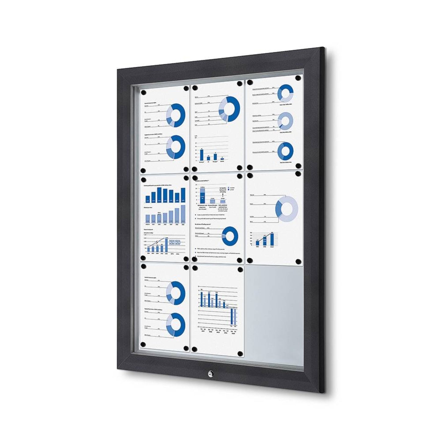 Showdown® Displays Schaukasten Outdoor Außenbereich 80,5 x 106,7 x 4,7 cm (B x H x T) 9 x DIN A4 mit Schloss Aluminium anthrazit