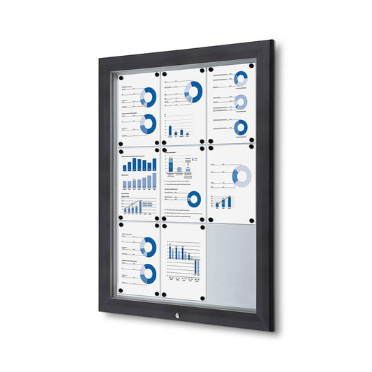 Showdown® Displays Schaukasten Outdoor Außenbereich 80,5 x 106,7 x 4,7 cm (B x H x T) 9 x DIN A4 mit Schloss Aluminium anthrazit