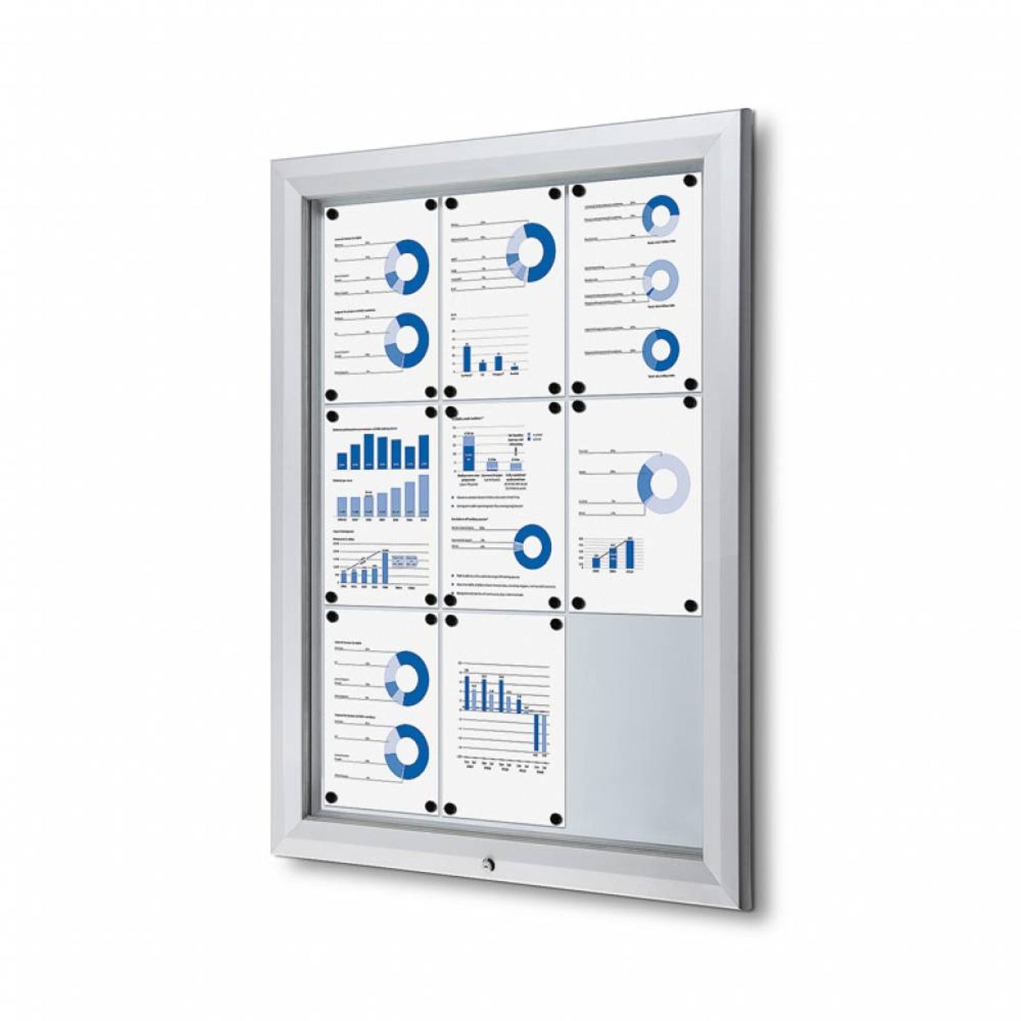 Showdown® Displays Schaukasten Outdoor Außenbereich 80,5 x 106,7 x 4,7 cm (B x H x T) 9 x DIN A4 mit Schloss Aluminium silber