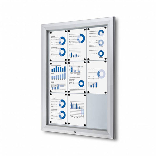 Showdown® Displays Schaukasten Outdoor Außenbereich 80,5 x 106,7 x 4,7 cm (B x H x T) 9 x DIN A4 mit Schloss Aluminium silber