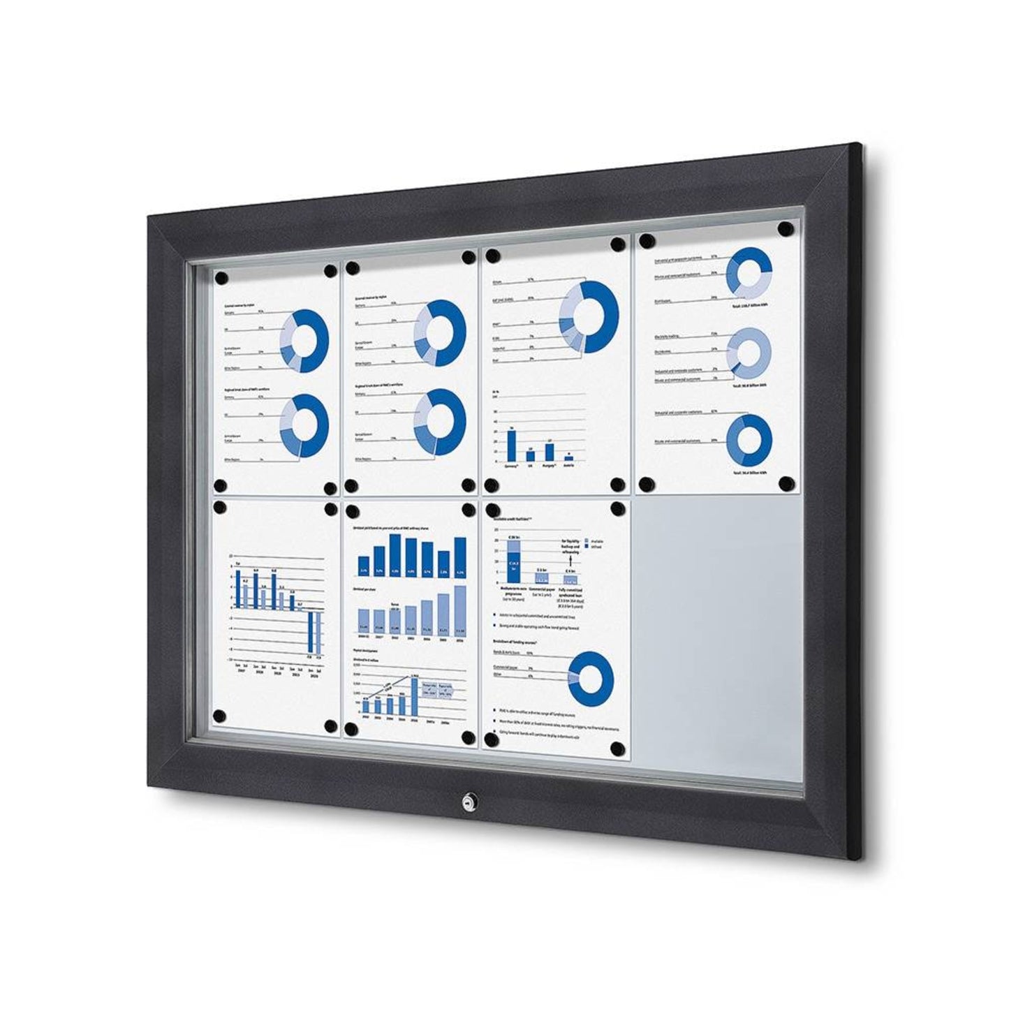 Showdown® Displays Schaukasten Outdoor Außenbereich 102,5 x 76 x 4,7 cm (B x H x T) 8 x DIN A4 mit Schloss Aluminium anthrazit