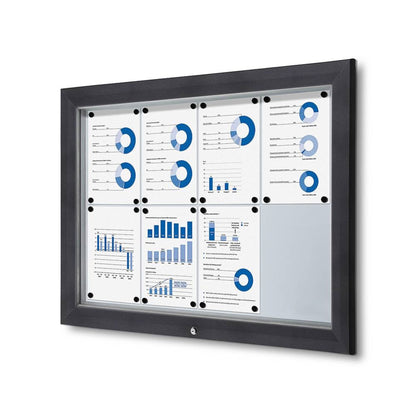 Showdown® Displays Schaukasten Outdoor Außenbereich 102,5 x 76 x 4,7 cm (B x H x T) 8 x DIN A4 mit Schloss Aluminium anthrazit