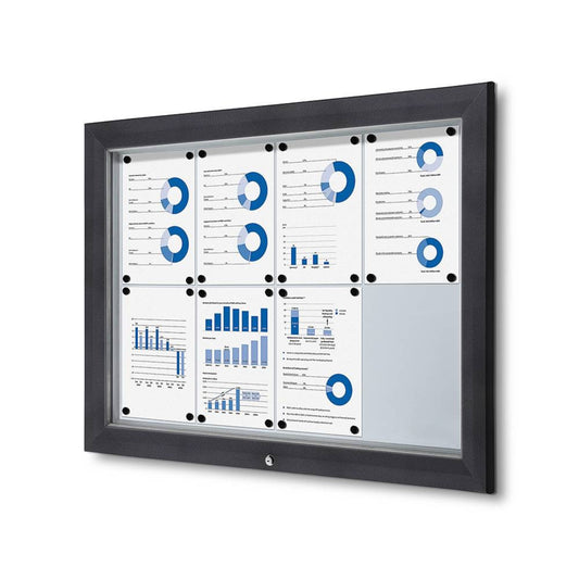 Showdown® Displays Schaukasten Outdoor Außenbereich 102,5 x 76 x 4,7 cm (B x H x T) 8 x DIN A4 mit Schloss Aluminium anthrazit