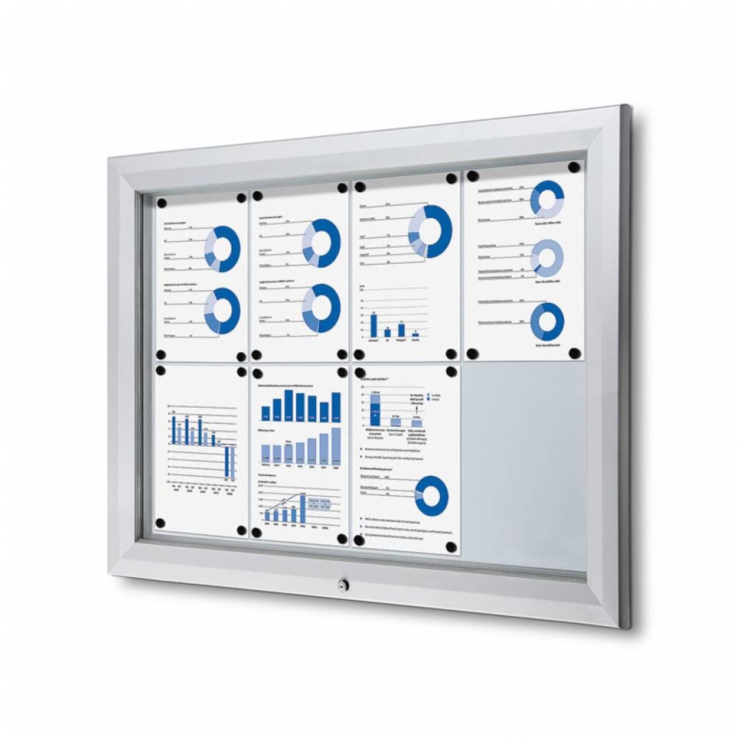 Showdown® Displays Schaukasten Outdoor Außenbereich 102,5 x 76 x 4,7 cm (B x H x T) 8 x DIN A4 mit Schloss Aluminium silber