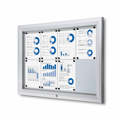 Showdown® Displays Schaukasten Outdoor Außenbereich 102,5 x 76 x 4,7 cm (B x H x T) 8 x DIN A4 mit Schloss Aluminium silber
