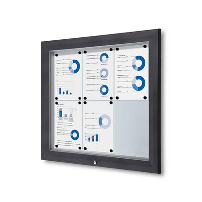 Showdown® Displays Schaukasten Outdoor Außenbereich 80,5 x 76 x 4,7 cm (B x H x T) 6 x DIN A4 mit Schloss Aluminium anthrazit