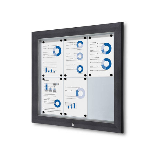 Showdown® Displays Schaukasten Outdoor Außenbereich 80,5 x 76 x 4,7 cm (B x H x T) 6 x DIN A4 mit Schloss Aluminium anthrazit
