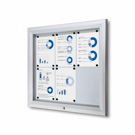 Showdown® Displays Schaukasten Outdoor Außenbereich 80,5 x 76 x 4,7 cm (B x H x T) 6 x DIN A4 mit Schloss Aluminium silber