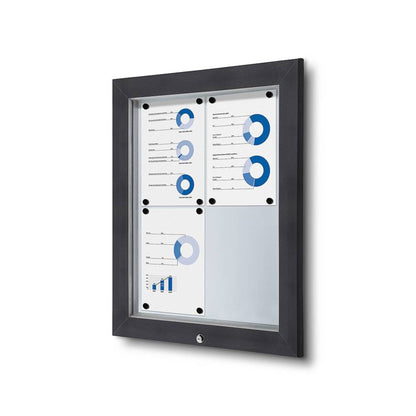 Showdown® Displays Schaukasten Outdoor Außenbereich 58,3 x 76 x 4,7 cm (B x H x T) 4 x DIN A4 mit Schloss Aluminium anthrazit