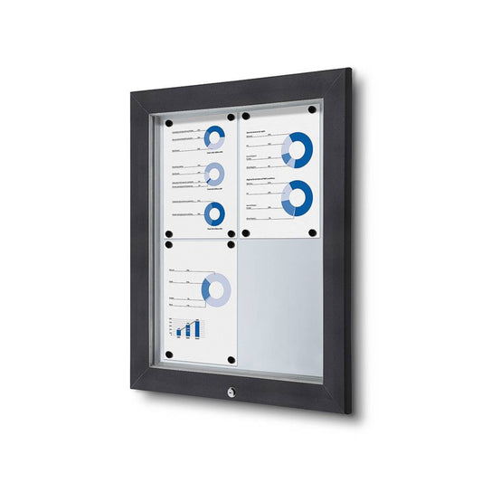 Showdown® Displays Schaukasten Outdoor Außenbereich 58,3 x 76 x 4,7 cm (B x H x T) 4 x DIN A4 mit Schloss Aluminium anthrazit