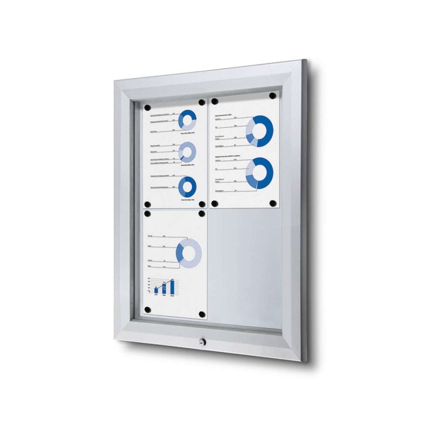 Showdown® Displays Schaukasten Outdoor Außenbereich 58,3 x 76 x 4,7 cm (B x H x T) 4 x DIN A4 mit Schloss Aluminium silber