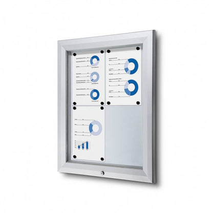 Showdown® Displays Schaukasten Outdoor Außenbereich 58,3 x 76 x 4,7 cm (B x H x T) 4 x DIN A4 mit Schloss Aluminium silber