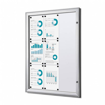 Showdown® Displays Schaukasten Innenbereich, regengeschützter Außenbereich 74,1 x 100,4 x 2,3 cm (B x H x T) 9 x DIN A4 mit Schloss Aluminium silber