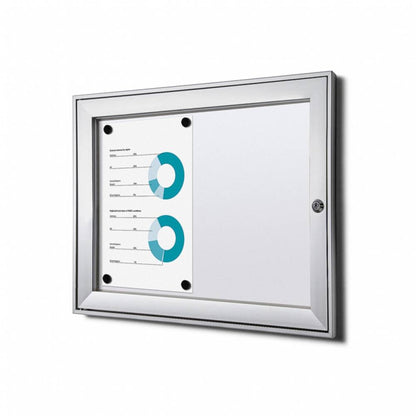 Showdown® Displays Schaukasten Innenbereich, regengeschützter Außenbereich 52,1 x 38,8 x 2,3 cm (B x H x T) 2 x DIN A4 mit Schloss Aluminium silber