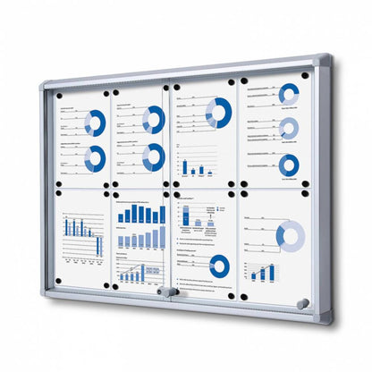 Showdown® Displays Schaukasten Innenbereich 94 x 67,5 x 5,9 cm (B x H x T) 8 x DIN A4 mit Schloss Aluminium silber