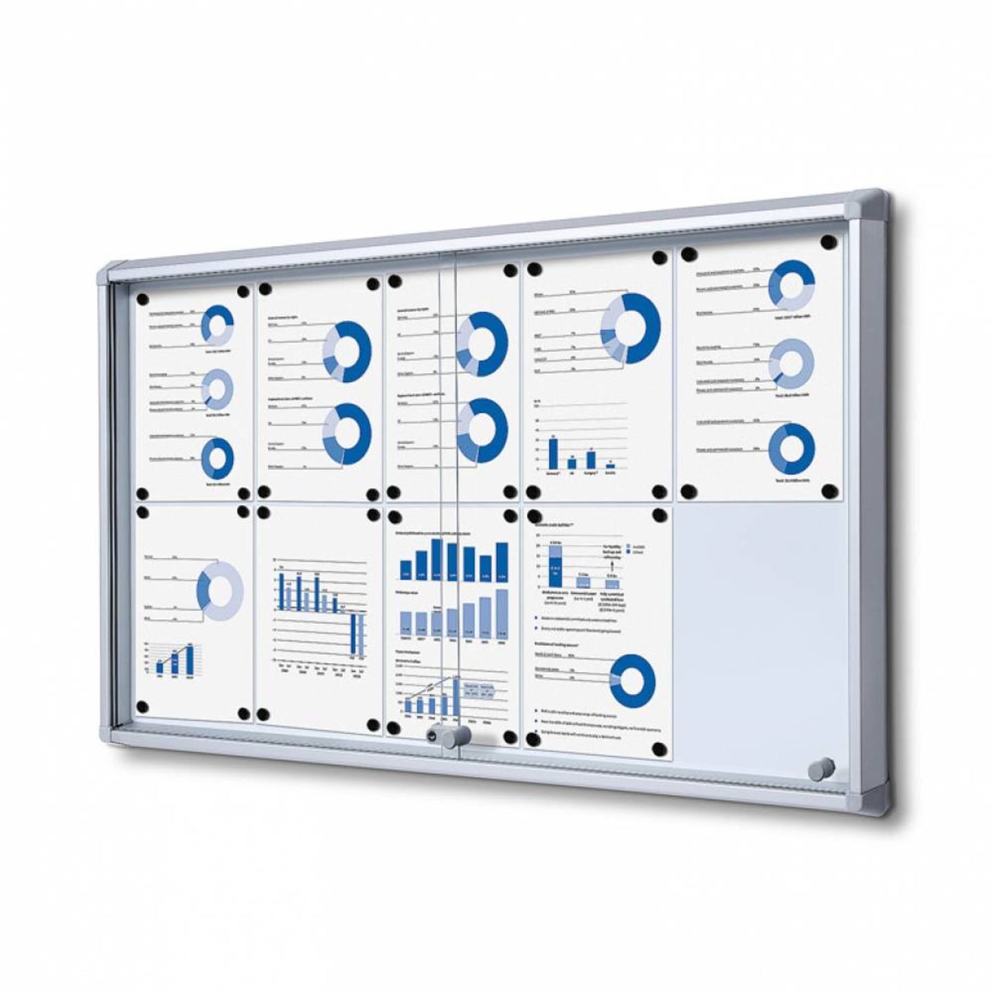Showdown® Displays Schaukasten Innenbereich 116 x 67,5 x 5,9 cm (B x H x T) 10 x DIN A4 mit Schloss Aluminium silber