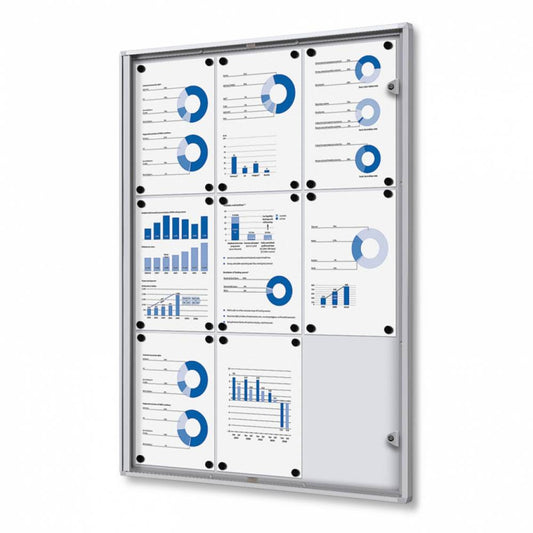 Showdown® Displays Schaukasten Economy Innenbereich 71,1 x 96,3 x 2,6 cm (B x H x T) 9 x DIN A4 mit Schloss Aluminium/Kunststoff silber