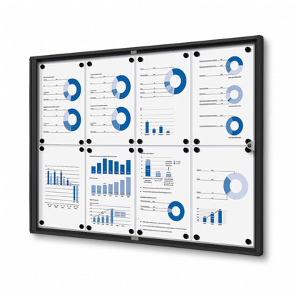 Showdown® Displays Schaukasten Economy Innenbereich 93,1 x 65,5 x 2,6 cm (B x H x T) 8 x DIN A4 mit Schloss Aluminium/Kunststoff schwarz