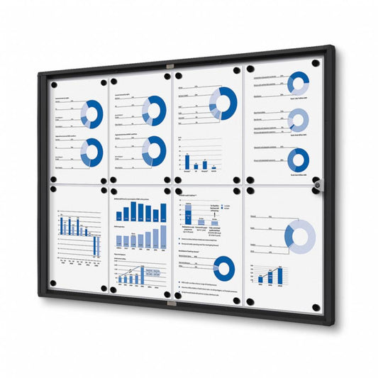 Showdown® Displays Schaukasten Economy Innenbereich 93,1 x 65,5 x 2,6 cm (B x H x T) 8 x DIN A4 mit Schloss Aluminium/Kunststoff schwarz