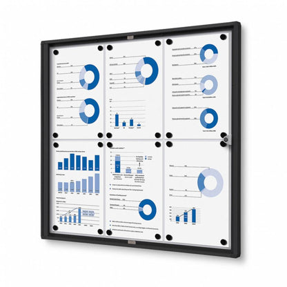 Showdown® Displays Schaukasten Economy Innenbereich 71,1 x 65,5 x 2,6 cm (B x H x T) 6 x DIN A4 mit Schloss Aluminium/Kunststoff schwarz