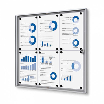 Showdown® Displays Schaukasten Economy Innenbereich 71,1 x 65,5 x 2,6 cm (B x H x T) 6 x DIN A4 mit Schloss Aluminium/Kunststoff silber