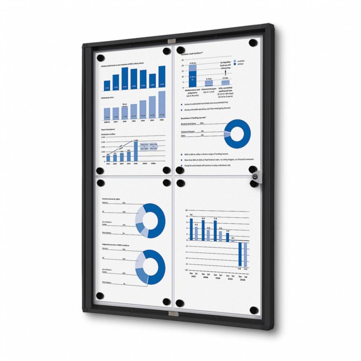 Showdown® Displays Schaukasten Economy Innenbereich 49,1 x 65,5 x 2,6 cm (B x H x T) 4 x DIN A4 mit Schloss Aluminium/Kunststoff schwarz