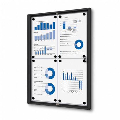 Showdown® Displays Schaukasten Economy Innenbereich 49,1 x 65,5 x 2,6 cm (B x H x T) 4 x DIN A4 mit Schloss Aluminium/Kunststoff schwarz