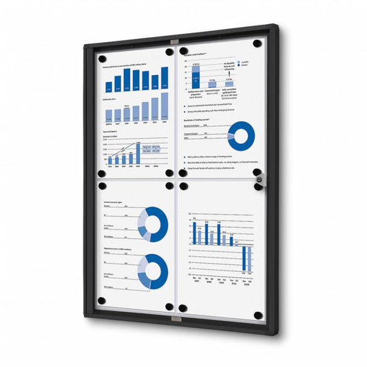 Showdown® Displays Schaukasten Economy Innenbereich 49,1 x 65,5 x 2,6 cm (B x H x T) 4 x DIN A4 mit Schloss Aluminium/Kunststoff schwarz