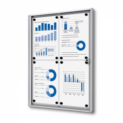 Showdown® Displays Schaukasten Economy Innenbereich 49,1 x 65,5 x 2,6 cm (B x H x T) 4 x DIN A4 mit Schloss Aluminium silber