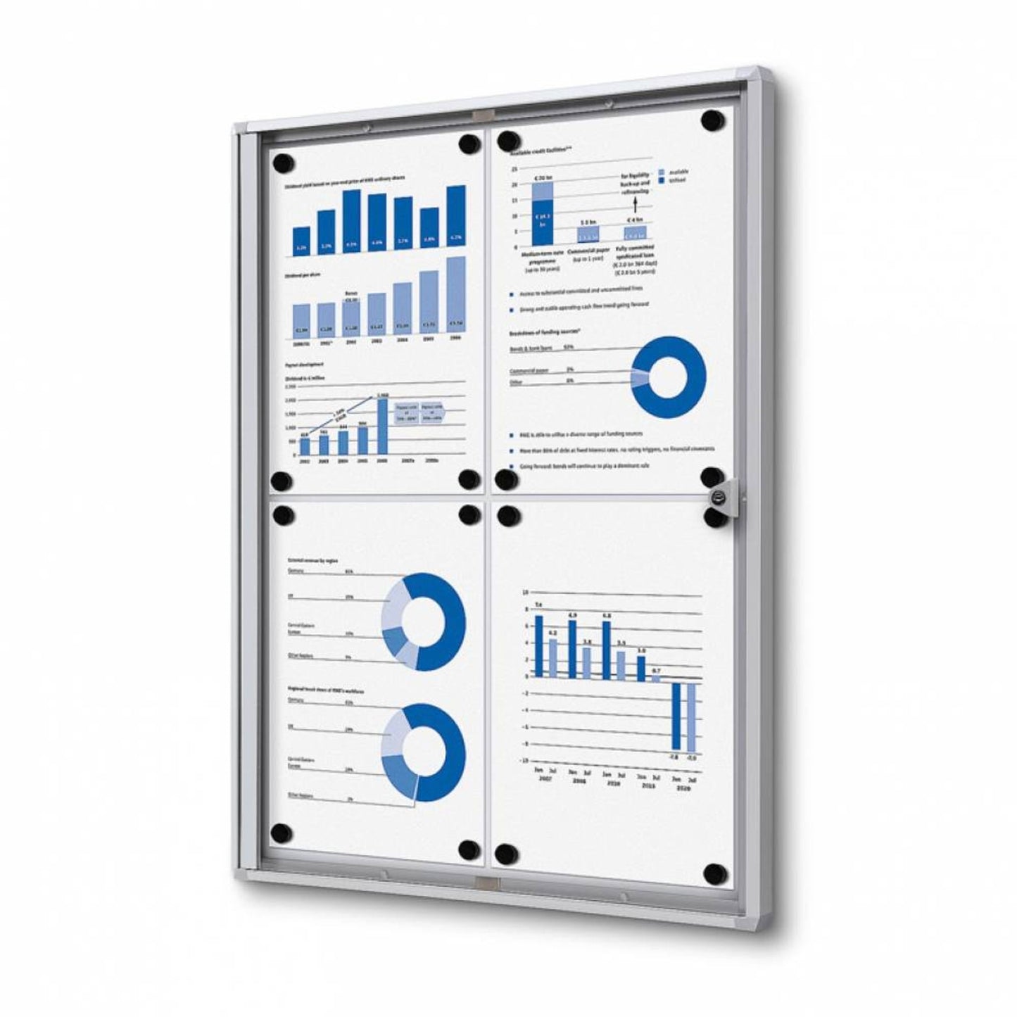 Showdown® Displays Schaukasten Economy Innenbereich 49,1 x 65,5 x 2,6 cm (B x H x T) 4 x DIN A4 mit Schloss Aluminium/Kunststoff silber