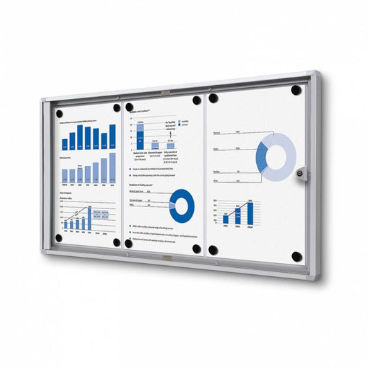 Showdown® Displays Schaukasten Economy Innenbereich 71,1 x 35 x 2,6 cm (B x H x T) 3 x DIN A4 mit Schloss Aluminium/Kunststoff silber