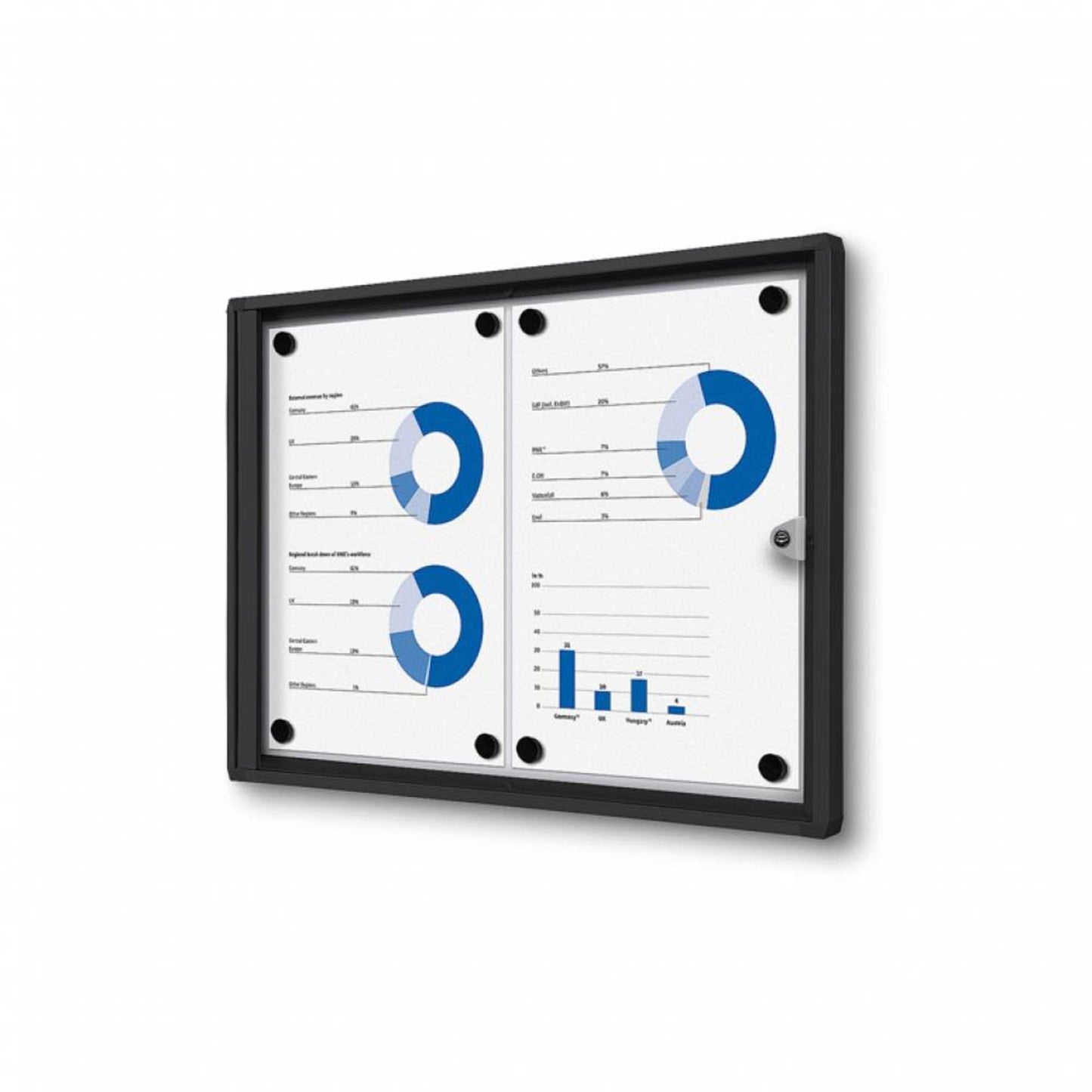 Showdown® Displays Schaukasten Economy Innenbereich 49,1 x 35 x 2,6 cm (B x H x T) 2 x DIN A4 mit Schloss Aluminium/Kunststoff schwarz
