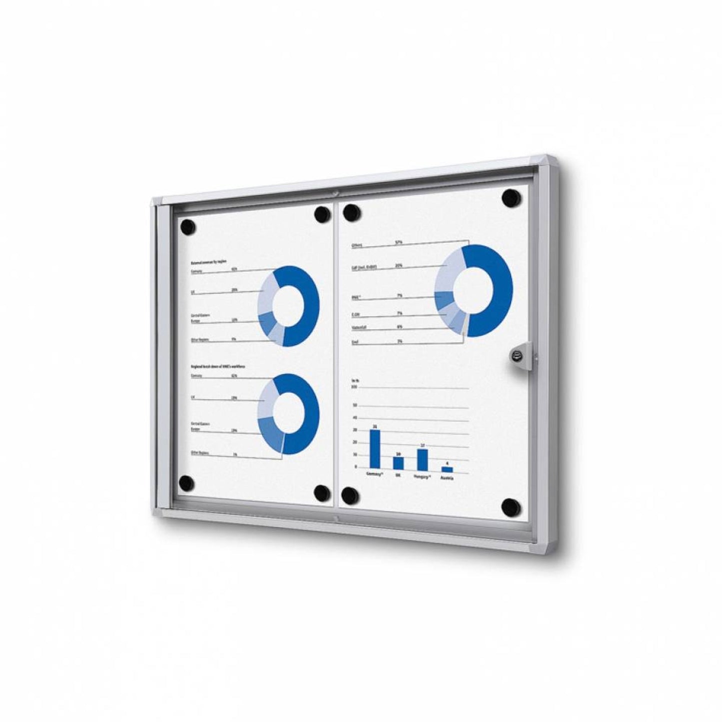 Showdown® Displays Schaukasten Economy Innenbereich 49,1 x 35 x 2,6 cm (B x H x T) 2 x DIN A4 mit Schloss Aluminium/Kunststoff silber