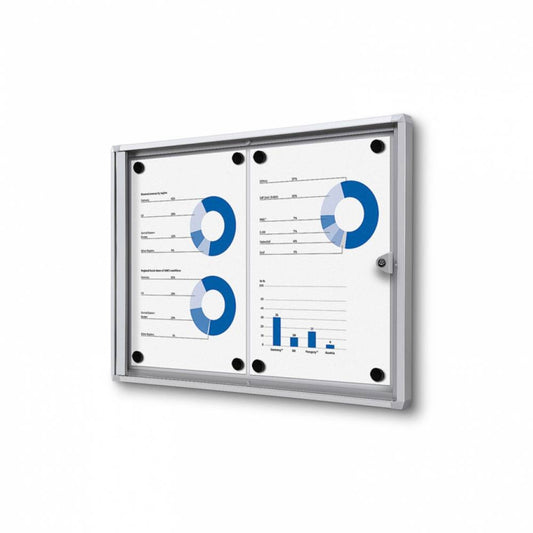 Showdown® Displays Schaukasten Economy Innenbereich 49,1 x 35 x 2,6 cm (B x H x T) 2 x DIN A4 mit Schloss Aluminium/Kunststoff silber