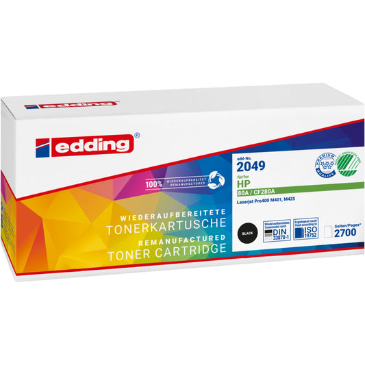 edding Toner kein Originalzubehör Kompatibel mit: HP 80A EDD-2049 ca. 2.700 Seiten schwarz