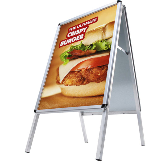 Showdown® Displays Kundenstopper Standard Rondo 46,5 x 101,5 x 74 cm (B x H x T) DIN A2 Aluminium silber