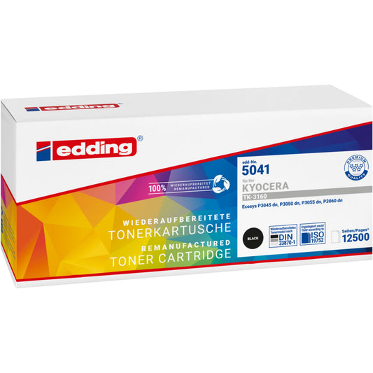 edding Toner kein Originalzubehör Kompatibel mit: KYOCERA TK-3160 EDD-5041 ca. 12.500 Seiten schwarz